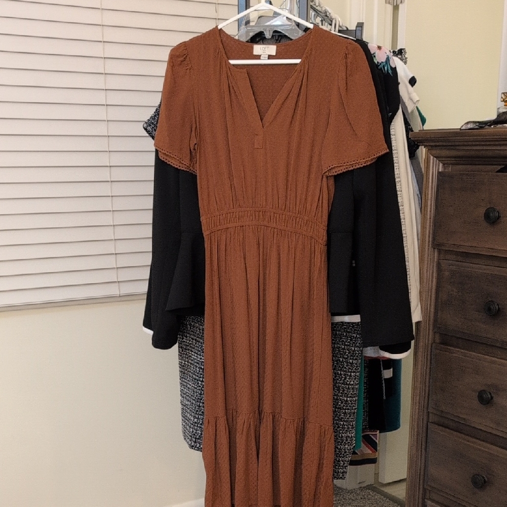 LOFT Rust Midi Dress